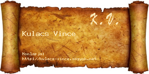 Kulacs Vince névjegykártya